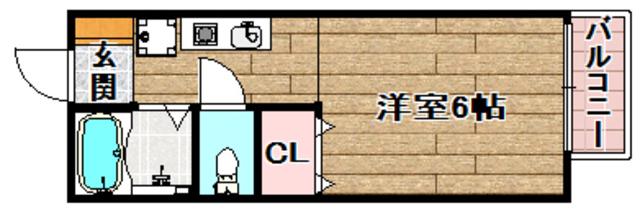 タウンコート城西(1K/2階)の間取り写真