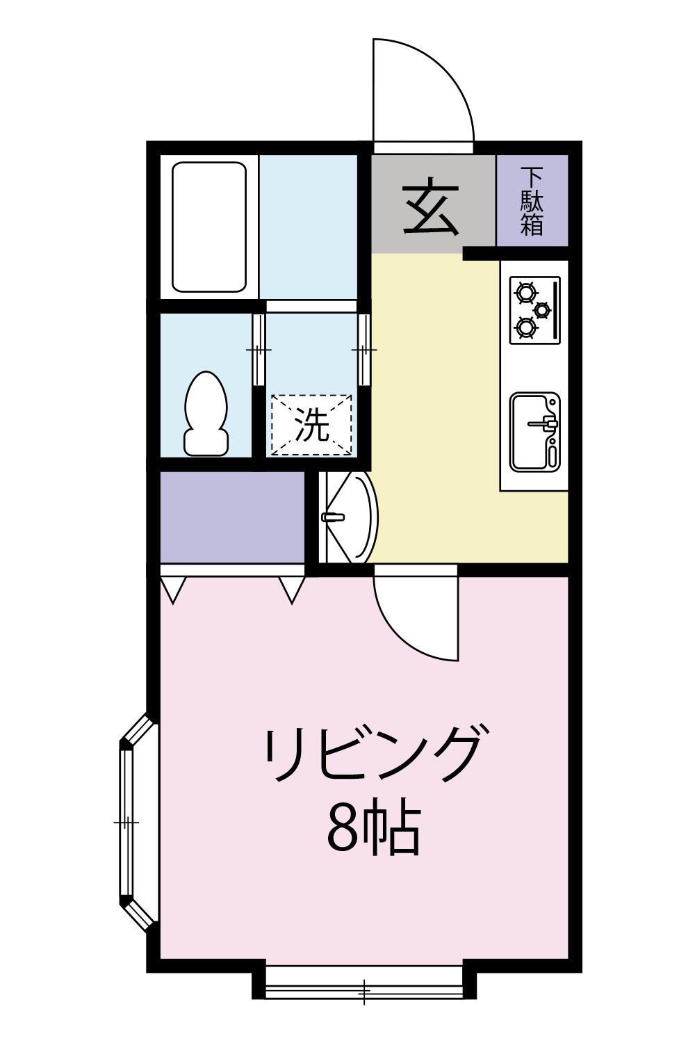 プラージュ(1K/1階)の間取り写真