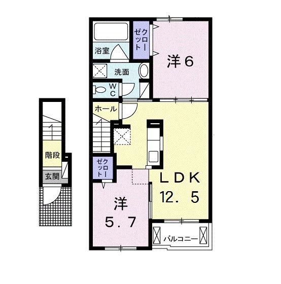 フェリーチェ(2LDK/2階)の間取り写真