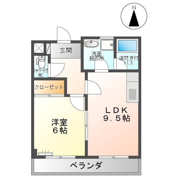 リンピア太田(1LDK/2階)の間取り写真