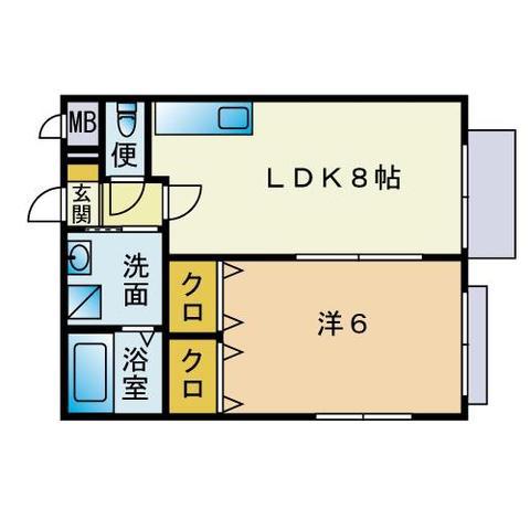 アムールKATSU(1LDK/1階)の間取り写真