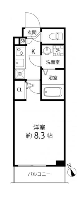 プレールドゥーク成増(1K/4階)の間取り写真