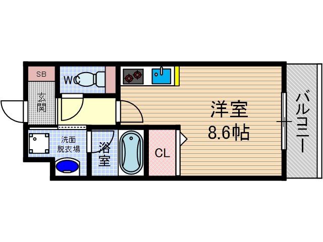 VIVACE南茨木(ワンルーム/3階)の間取り写真