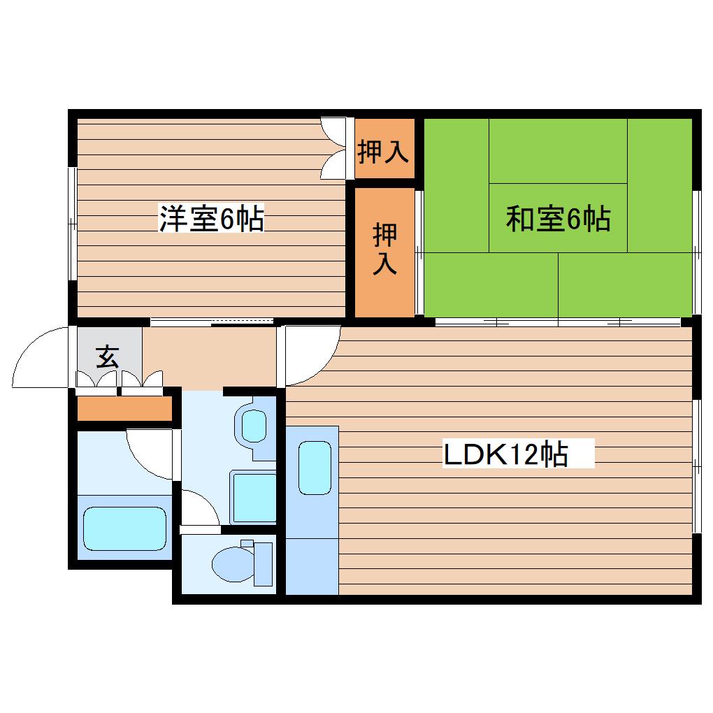 ランドマーク(2LDK/1階)の間取り写真