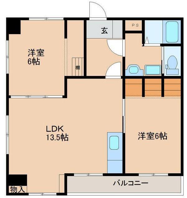 GRANGROM仲西町(2LDK/7階)の間取り写真
