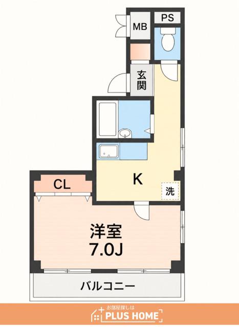 ヤマイチプラザ大新(1K/5階)の間取り写真