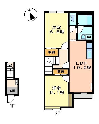 ロイヤルハイツ(2LDK/2階)の間取り写真