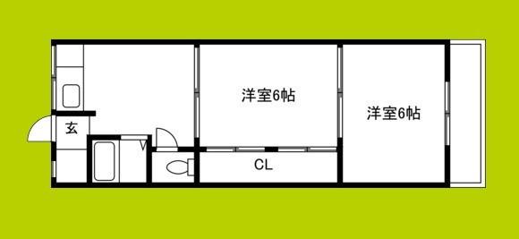 バーディハイツ(2DK/4階)の間取り写真