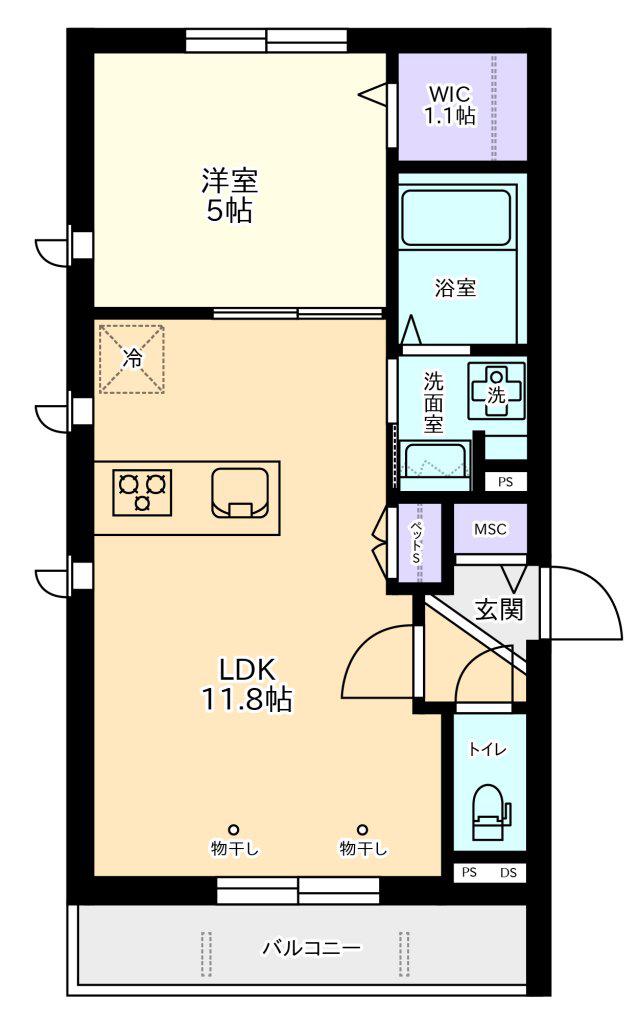 BRONNLEY COURT(1LDK/2階)の間取り写真