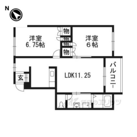 エミネンス亀岡(2LDK/1階)の間取り写真