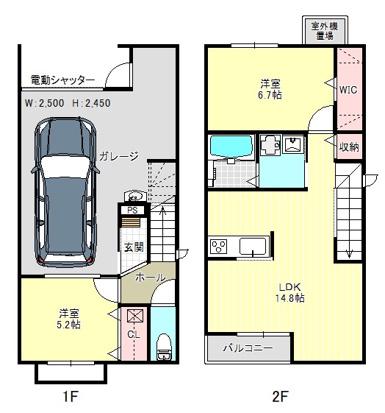 ディアコートKIXW(2LDK/1階)の間取り写真