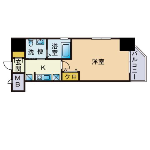 エステムコート博多駅前アヴェール(1K/8階)の間取り写真