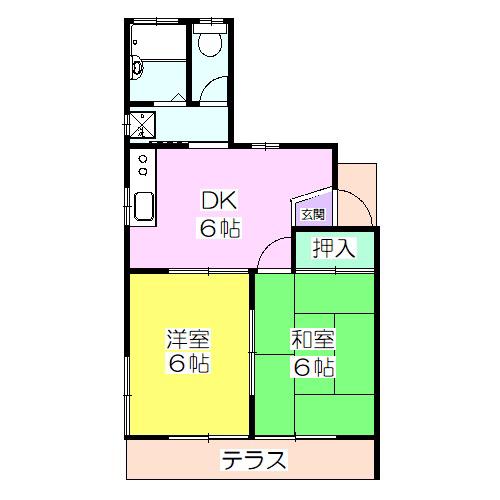 プチメゾン(2DK/1階)の間取り写真