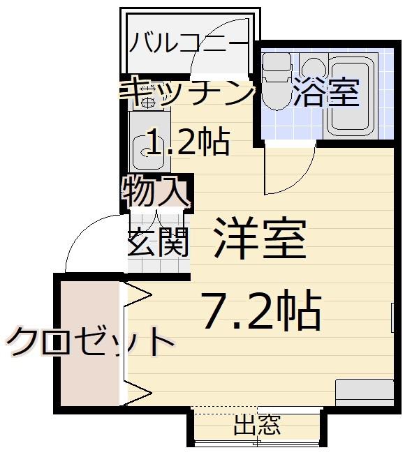 アーバンホームズ第一古川(ワンルーム/1階)の間取り写真