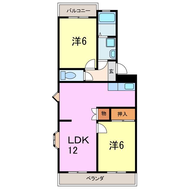 パークサイド雨池(2LDK/3階)の間取り写真