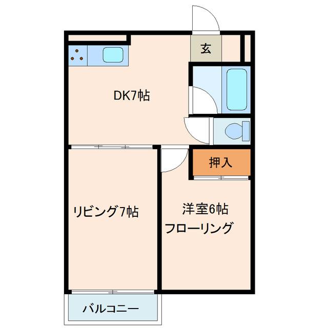 ＪＲ城端線 砺波駅 徒歩20分 2階建 築27年(2DK/2階)の間取り写真