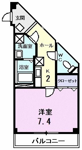 カーサ ヴェルデ(1K/1階)の間取り写真