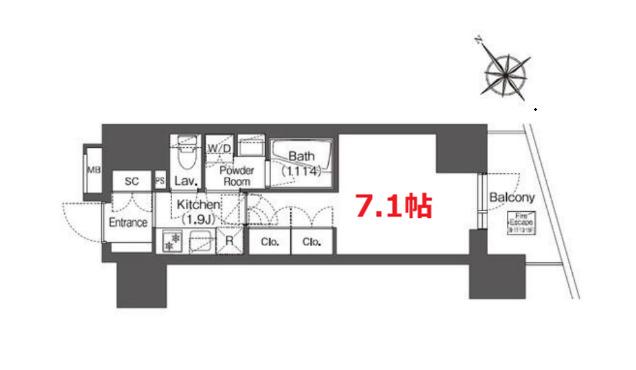 コンフォリア東大井I(1K/8階)の間取り写真