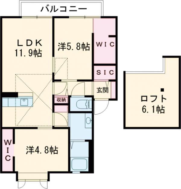 グリーンヒルズ(2LDK/2階)の間取り写真