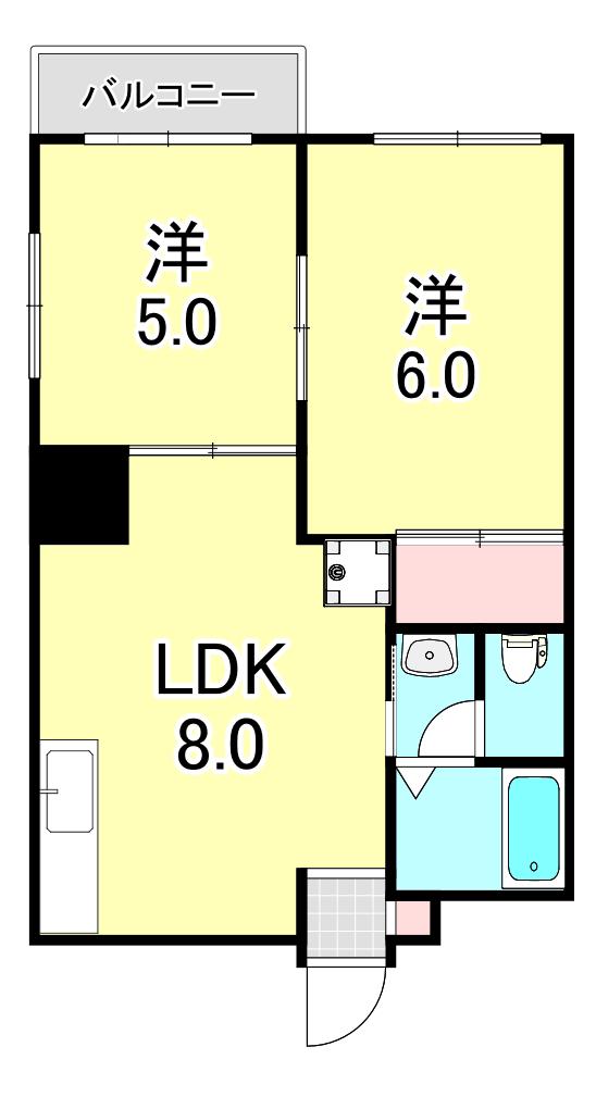 ピュアハウスナダ(2DK/3階)の間取り写真