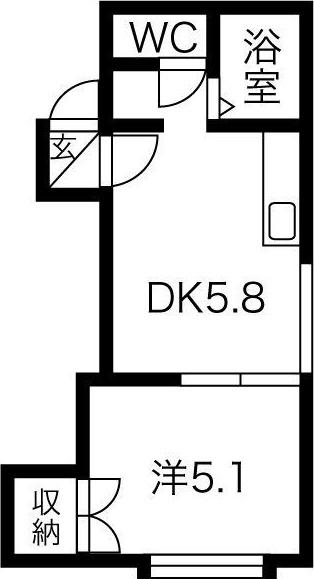クルーズハウス南5条(1DK/2階)の間取り写真