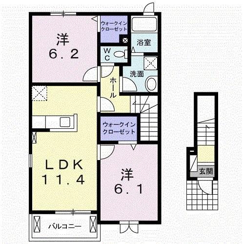 エレガントヒルズ(2LDK/2階)の間取り写真