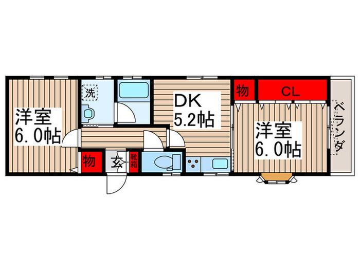 アークヒル(2DK/1階)の間取り写真