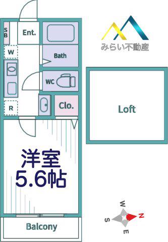 クレストコート杉田(1K/2階)の間取り写真