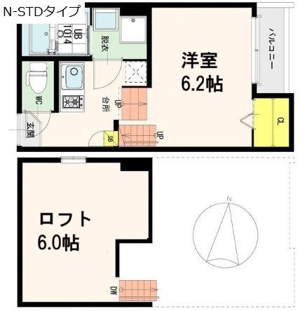 ロビンソンズ宮町(1K/2階)の間取り写真