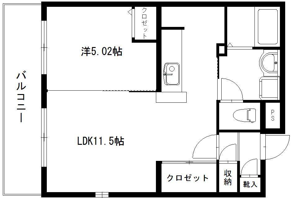シルヴァーノ(1LDK/2階)の間取り写真