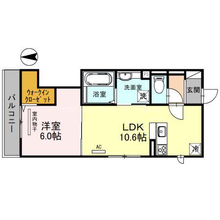サンフィールド久宝寺(1LDK/2階)の間取り写真