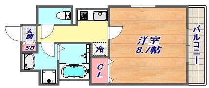 シェリール六甲道(1K/3階)の間取り写真