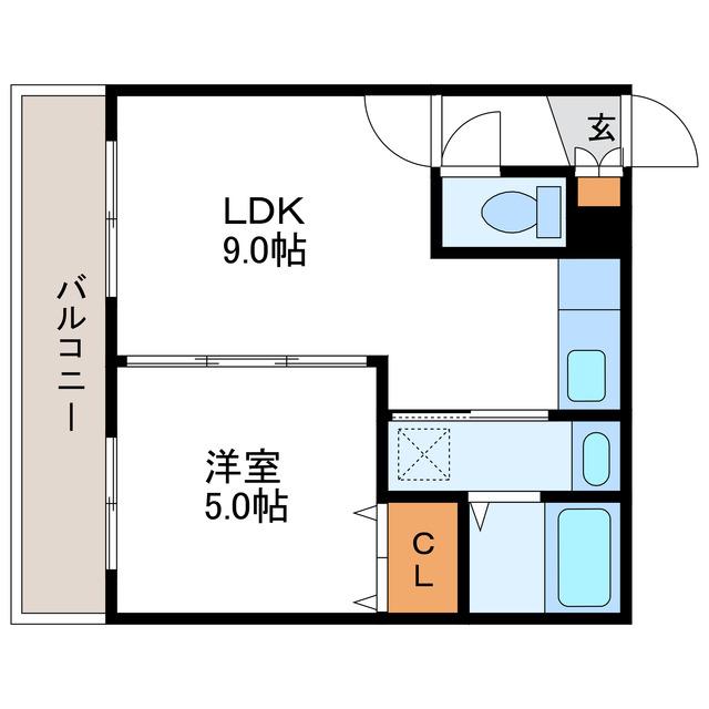 HANG LOOSE MIKAHO ハングルース美香保(1LDK/3階)の間取り写真