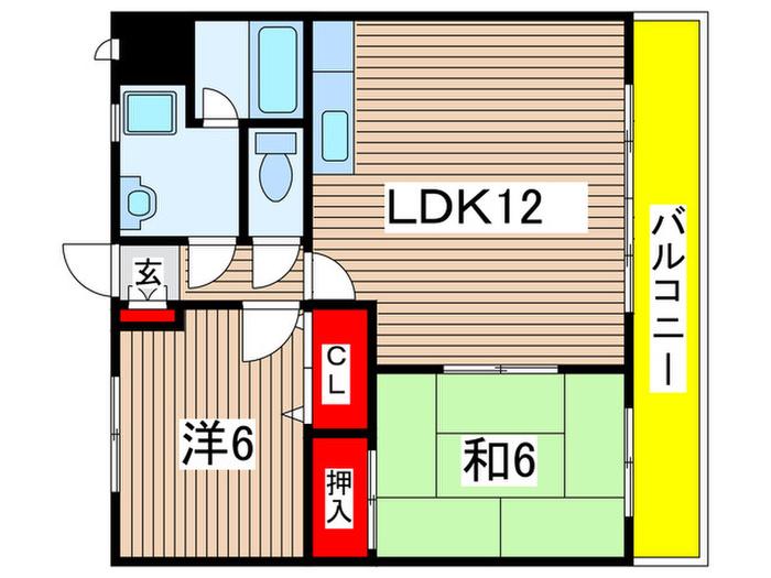 プリベールつるや(2LDK/1階)の間取り写真