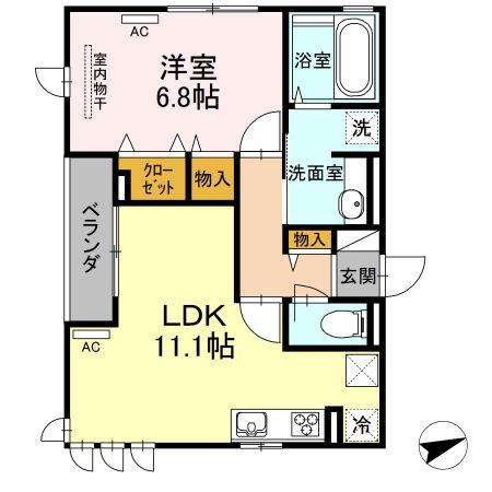 クリア南砂(1LDK/1階)の間取り写真
