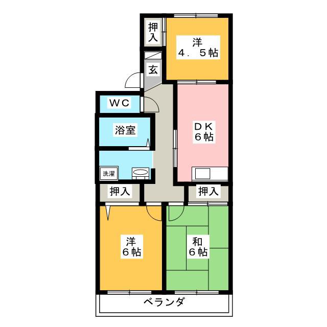 リバーサイド SUWA A棟(3DK/2階)の間取り写真