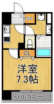 PASEO三軒寺通(1K/3階)の間取り写真