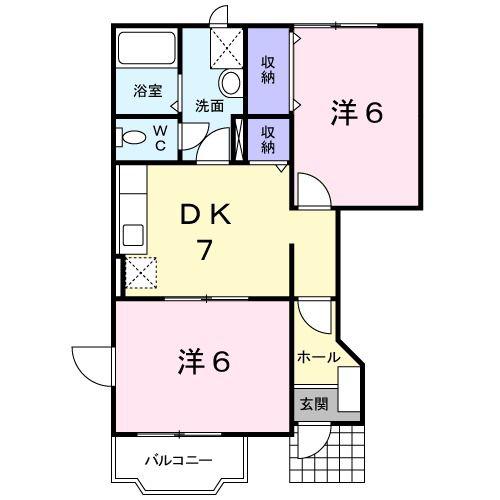 サワーメゾンB(2DK/1階)の間取り写真