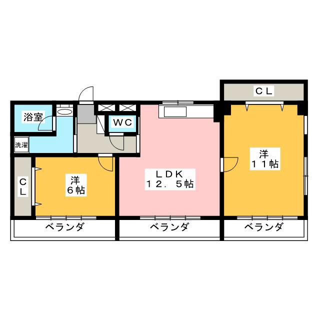 春原マンション(2LDK/3階)の間取り写真
