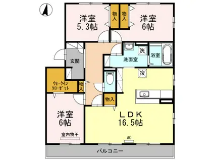 ファミーユ竹の葉(3LDK/2階)の間取り写真