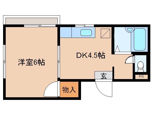 セーターハイツ(1DK/2階)の間取り写真