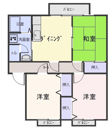 ラフォーレ(3DK/2階)の間取り写真
