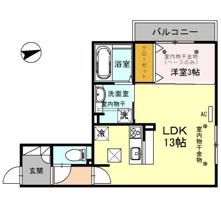 ミレット(1LDK/1階)の間取り写真