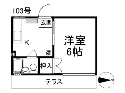 タウニー野口(1K/1階)の間取り写真