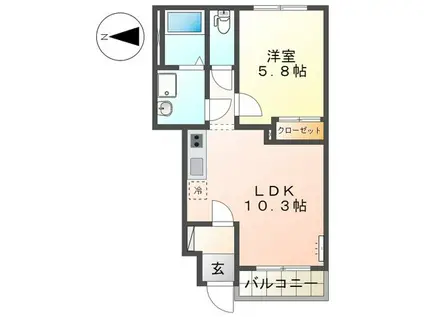 リヴィエールピア(1LDK/1階)の間取り写真