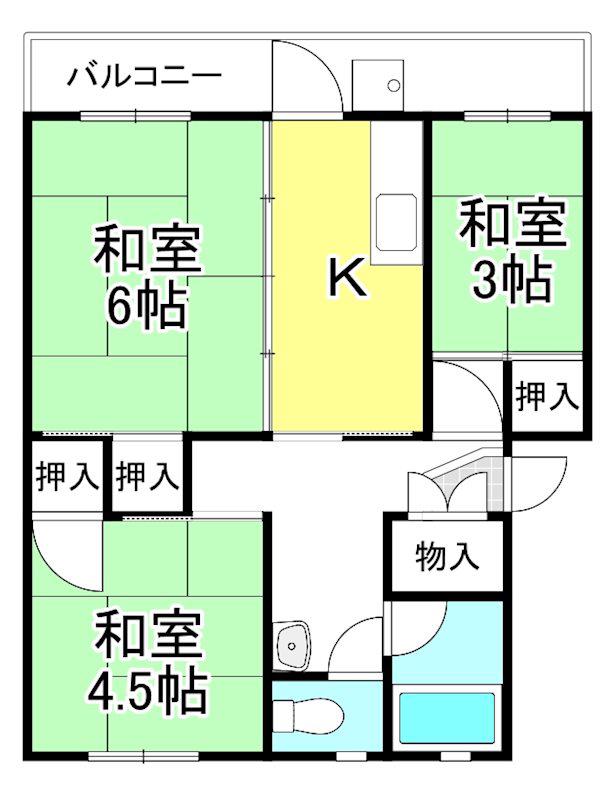 梅が丘マンション(3K/2階)の間取り写真