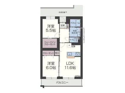 ルシール クルス(2LDK/2階)の間取り写真