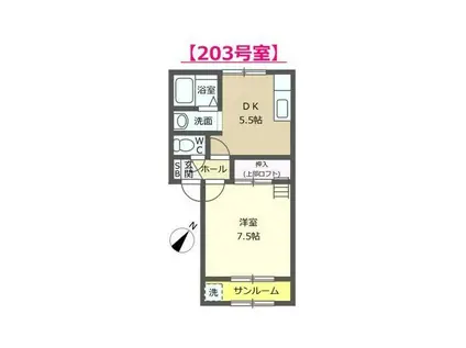 ラ・セゾン(1DK/2階)の間取り写真