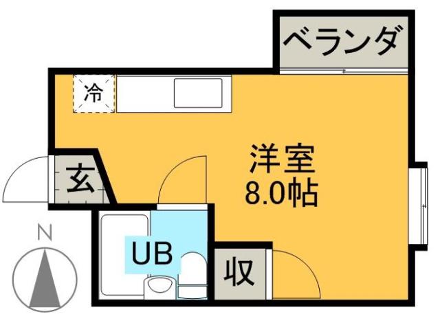 レインボーMビル(ワンルーム/2階)の間取り写真