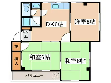 レジデンス香川II(3DK/4階)の間取り写真